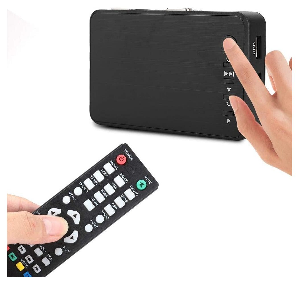 Compact Full HD 1080P Digital Media Player with control keys and remote control for easy Plug & Play USB/SD/MMC playback