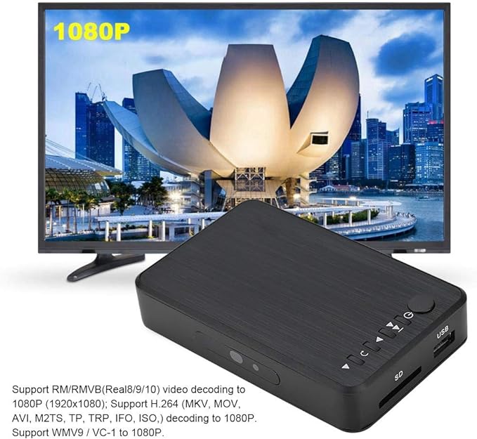 Support RM/RMVB(Real8/9/10) video decoding to 1080P (1920x1080); Support H.264 (MKV, MOV, AVI, M2TS, TP, TRP, IFO, ISO,) decoding to 1080P. Support WMV9 / VC-1 to 1080P.