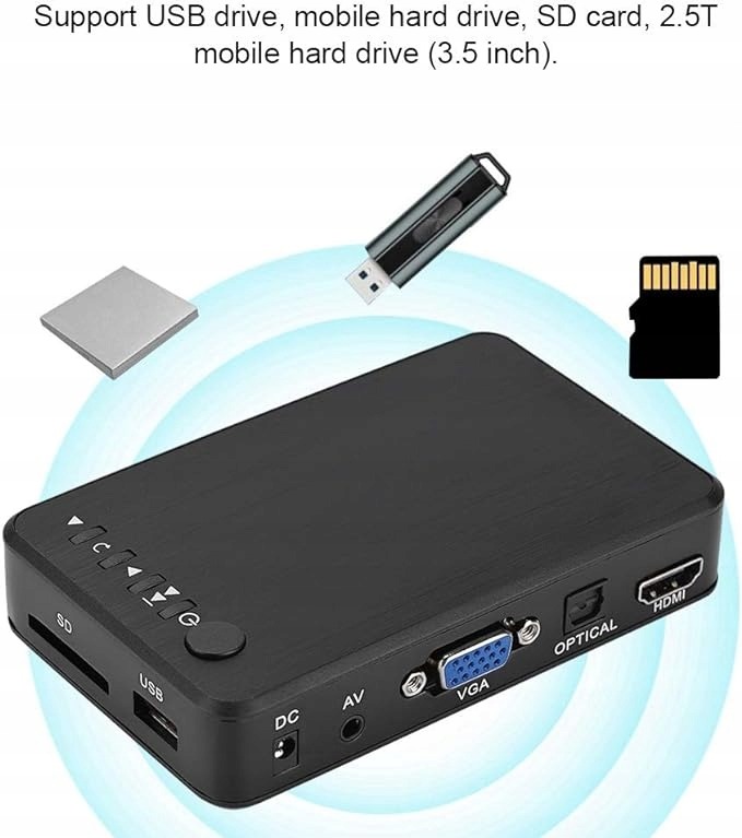 Support USB drive, mobile hard drive, SD card, 2.5T mobile hard drive (3.5 inch).