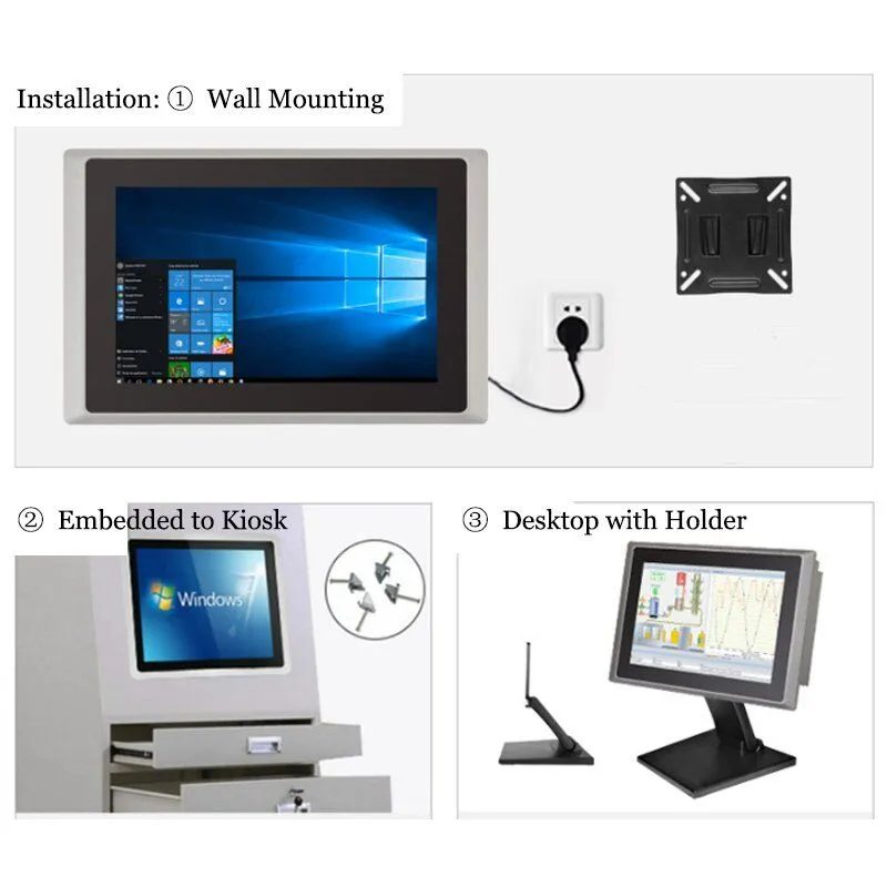 installations | wall mounting, embeddet to kiosk, desktop with holder