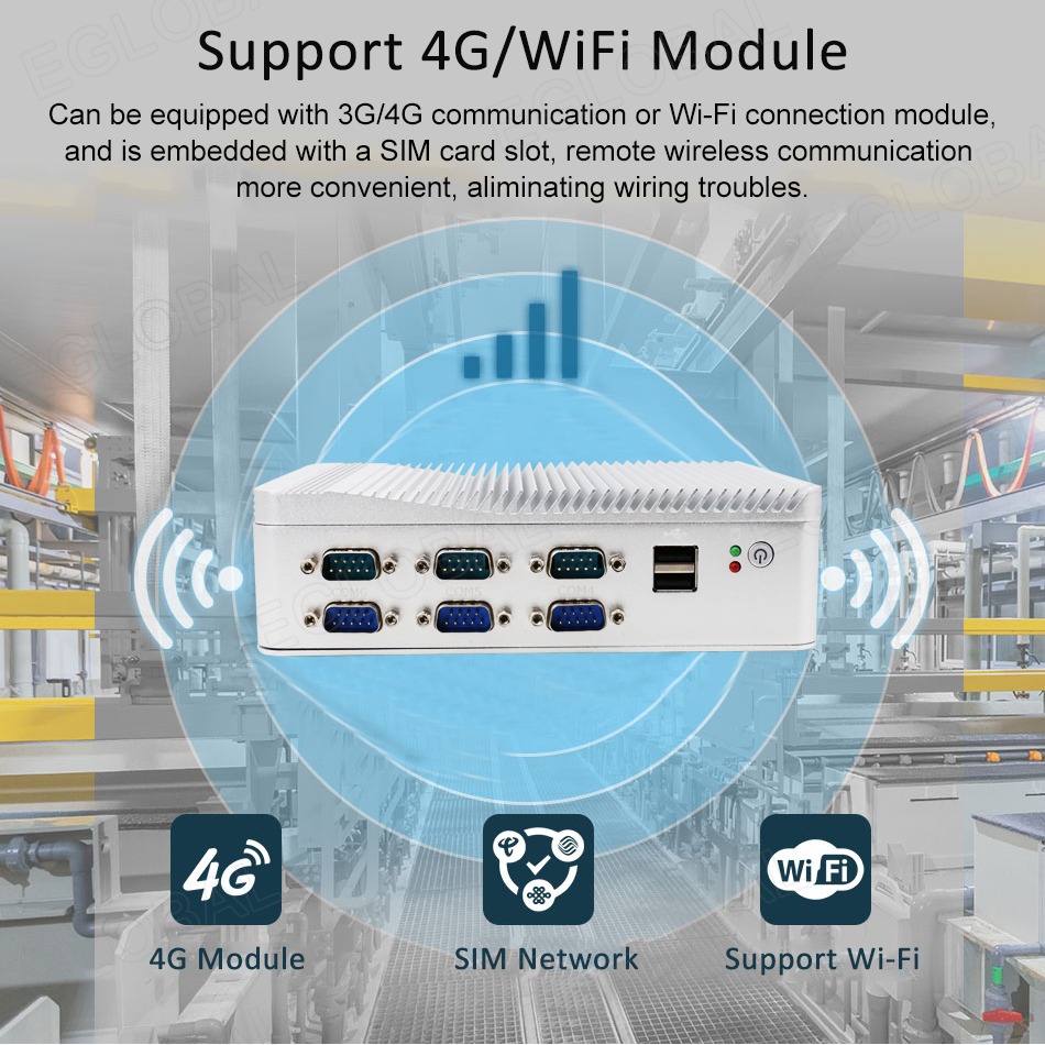 Support 4G/WiFi Module Can be equipped with 3G/4G communication or Wi-Fi connection module, and is embedded with a SIM card slot, remote wireless communication more convenient, aliminating wiring troubles. 4G Module SIM Network Support Wi-Fi