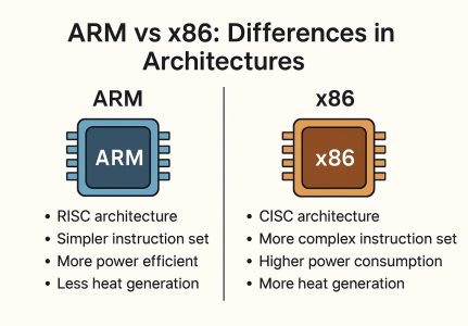 Comparison chart of x86 x64 vs ARM platforms for embedded industrial transport computers
