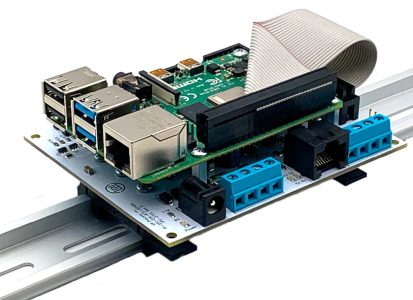 Raspberry Pi industrial deployment inside DIN-rail cabinet with IO and RS-485 gateway